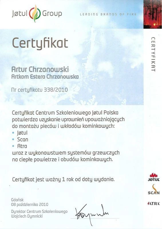 Certyfikat 3 - certyfikat Artkom