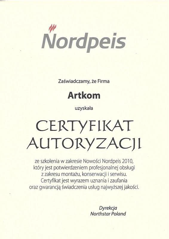 Certyfikat 6 - certyfikat Artkom