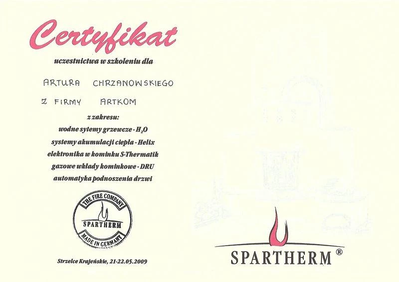 Certyfikat 7 - certyfikat Artkom