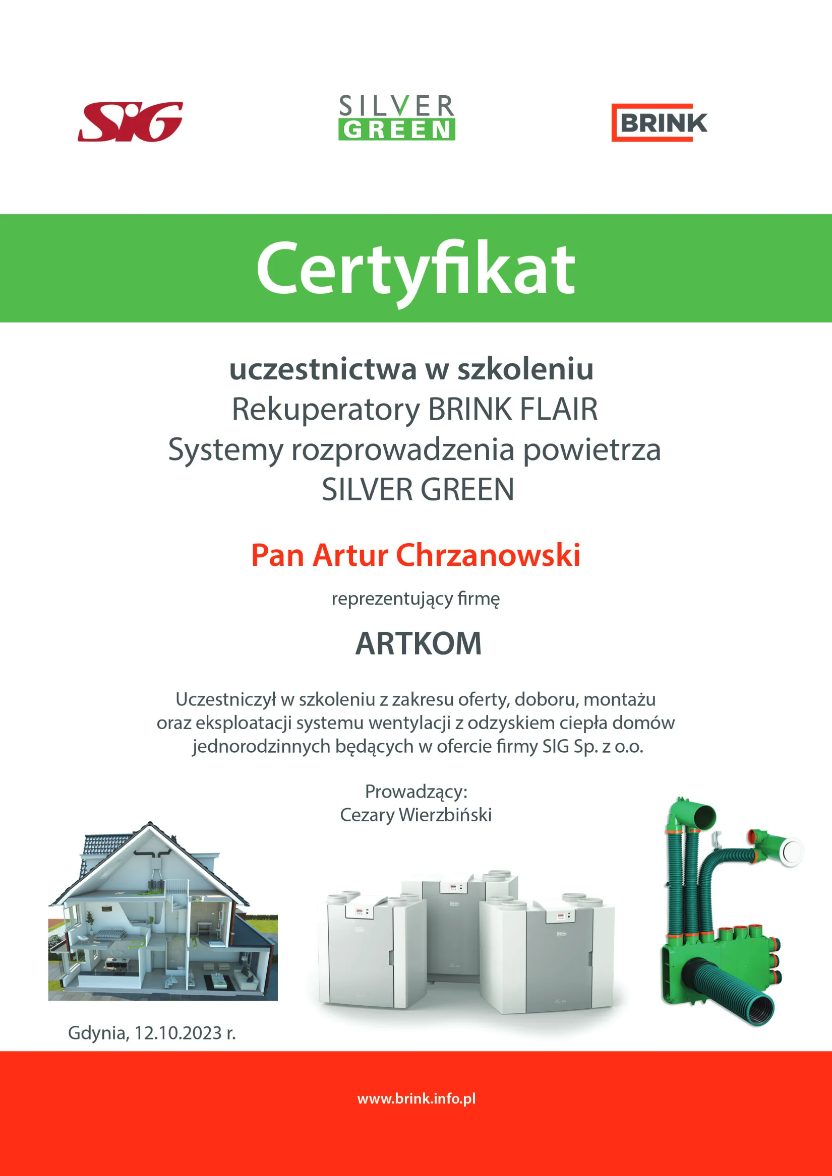 Brink Silver Green 2023 - certyfikat Artkom